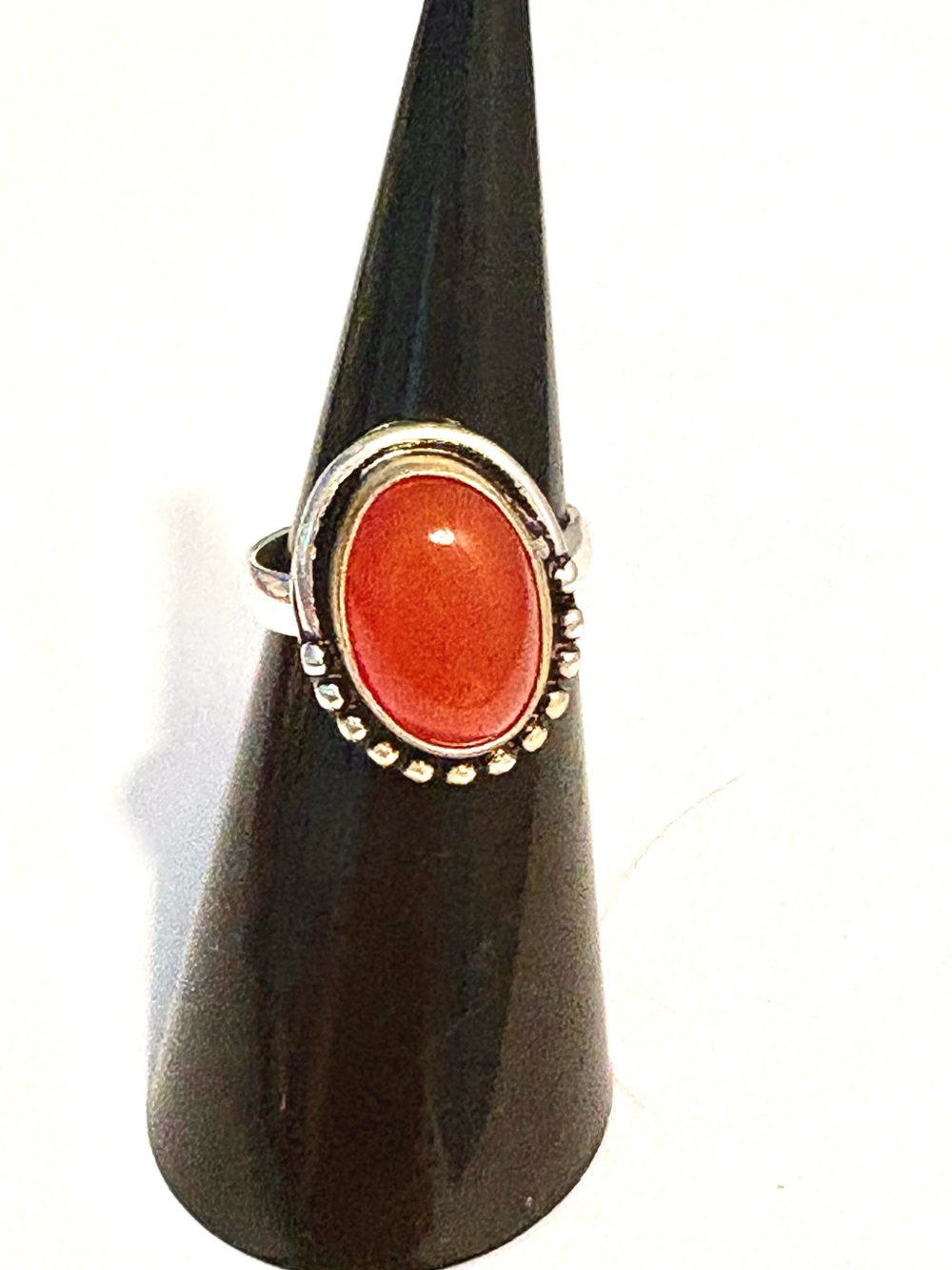 Beautiful, Petite, 925 marked, Carnelian ring size 5.
